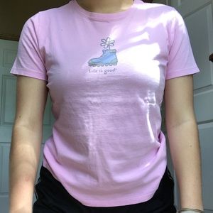 Super cute light pink life is good t-shirt